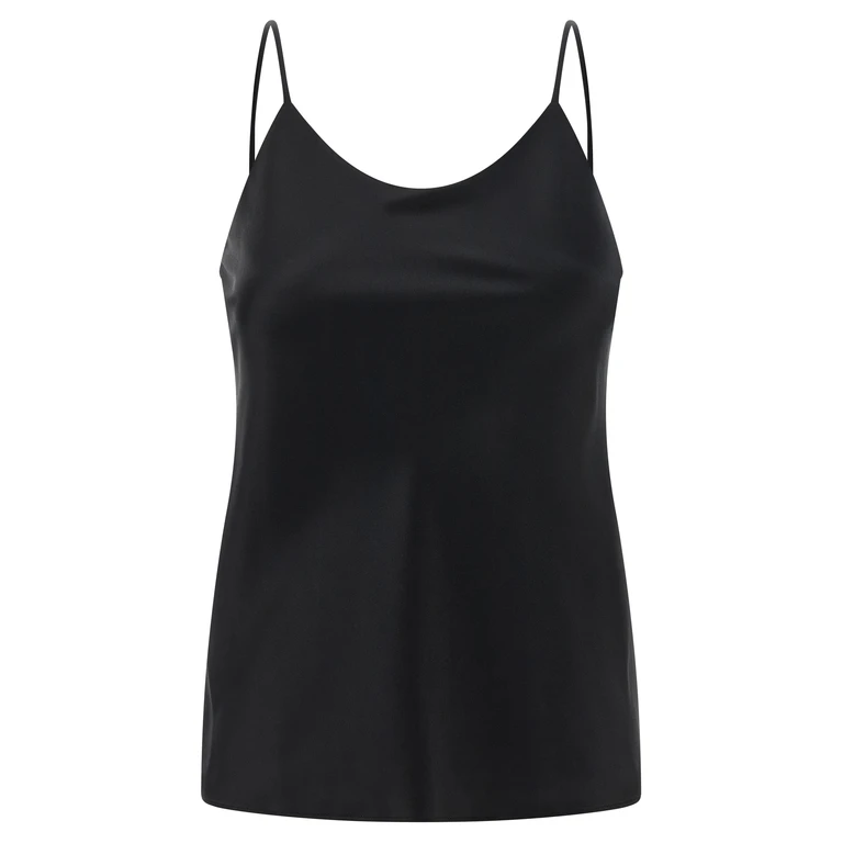 Black Silk Tank Tops - Women