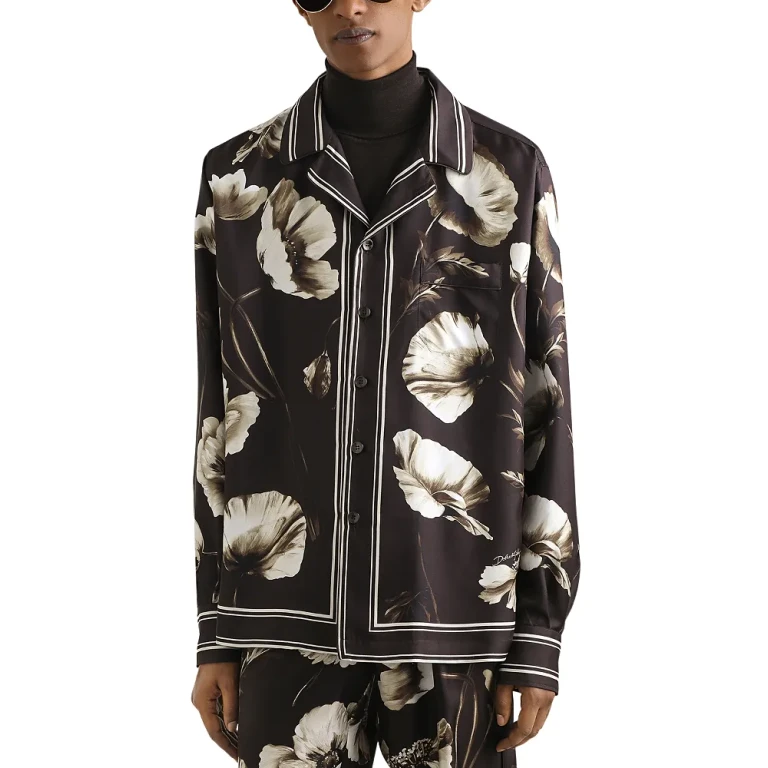 Dolce & Gabbana Long Sleeve Bordered Silk Shirt