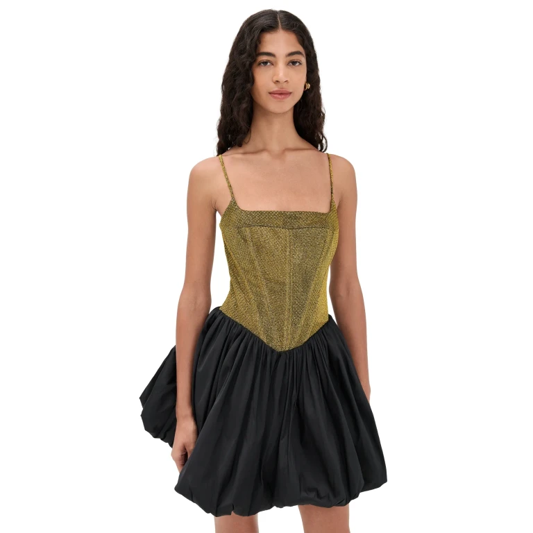 PatBO Golden Weave Mini Dress Gold 10