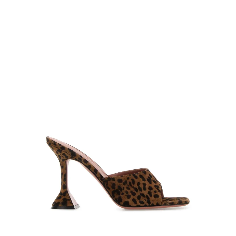 Amina Muaddi Printed Suede Lupita Mules