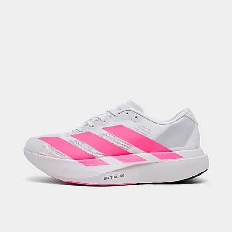 adidas Big Kids Adizero EVO SL Running Shoes in Dash Grey/Lucid Pink/Core Black Size: 3.5