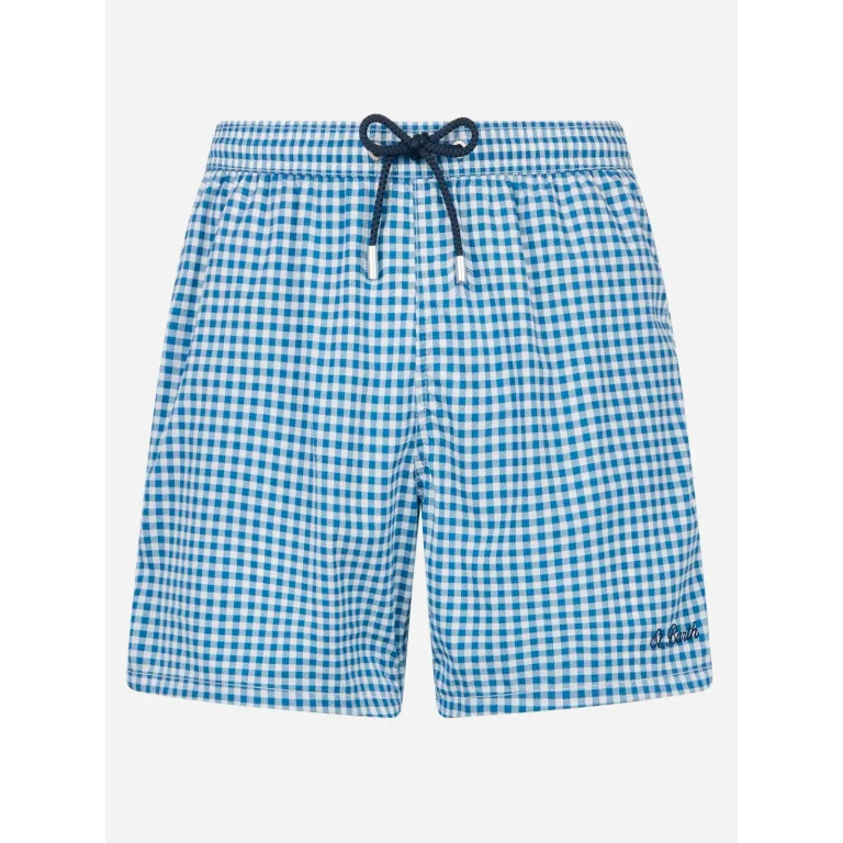 MC2 Saint Barth Seersucker Gingham Classic Light Swim Shorts Patmos