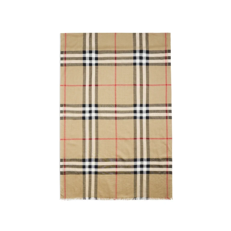 BURBERRY Check wool and silk scarf Woman One Size