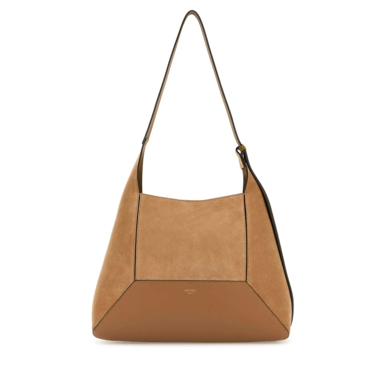 Jimmy Choo Camel Suede Medium Diamond Shoulder Bag