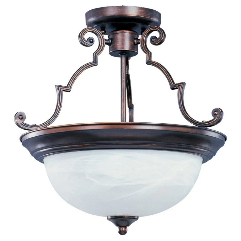 Oil Rubbed Bronze Two Light Semi-Flush Mount from the Essentials - 584x Collection