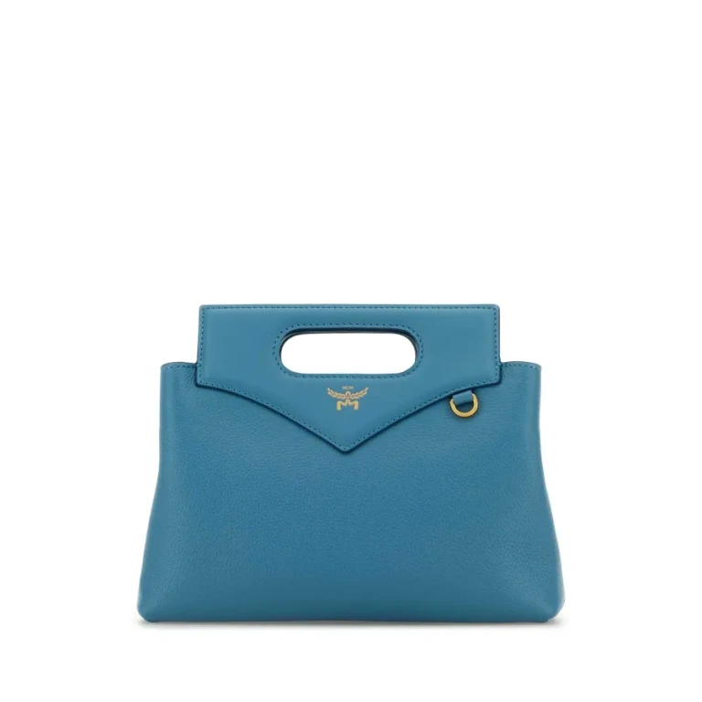 Turquoise Leather Mini Soft Diamond Handbag