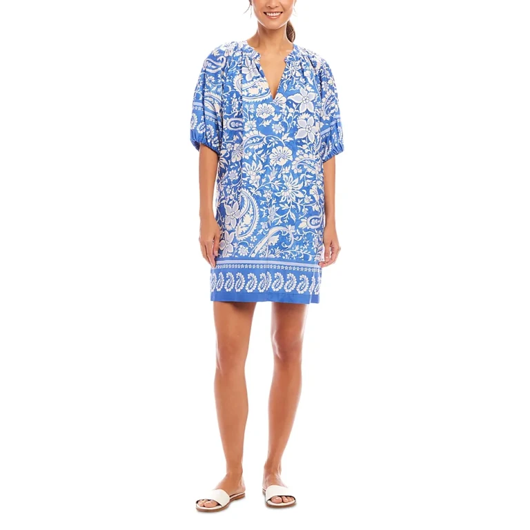 Karen Kane Printed Puff Sleeve Peasant Dress