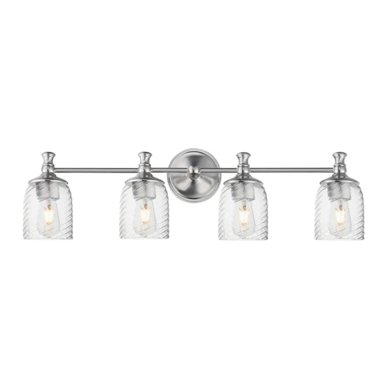 Satin Nickel Four Light Bath Vanity from the Swirl Collection