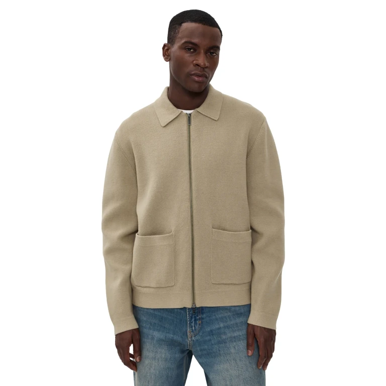 Les Deux Fischer Cotton Milano Zip Jacket Dark Sand M