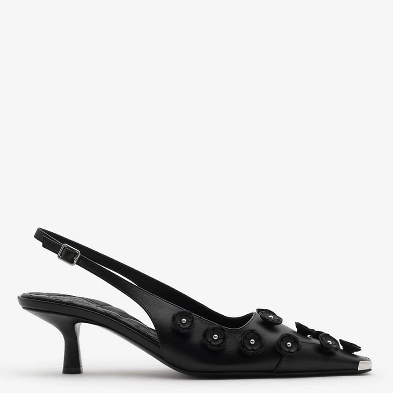 Burberry Flora Leather Chisel Slingback Pumps