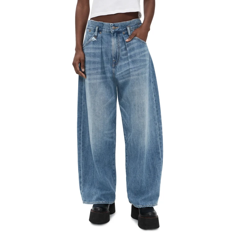 R13 Pleated Waistband Jeans Concrete Blue 28