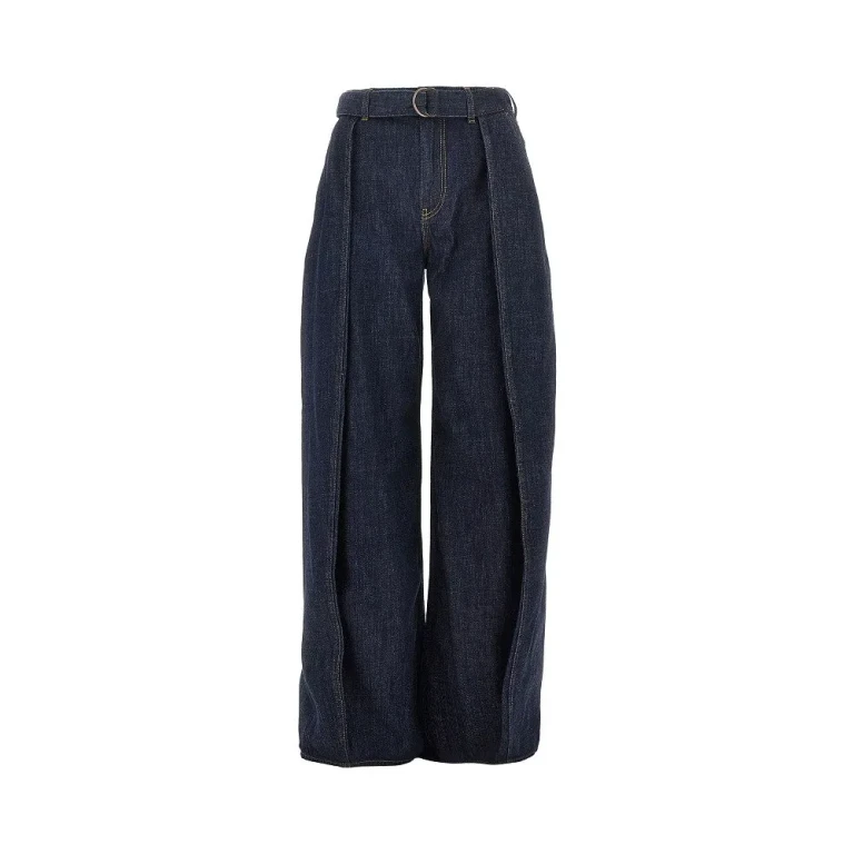 LOEWE Pleated jeans with belt Woman 36