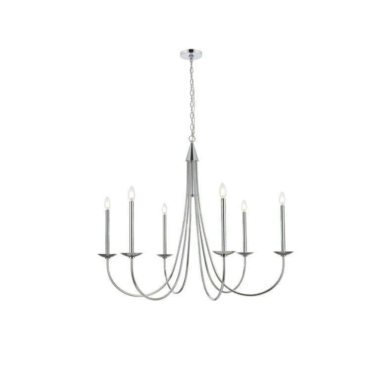 Chrome Six Light Chandelier from the Cohen Collection
