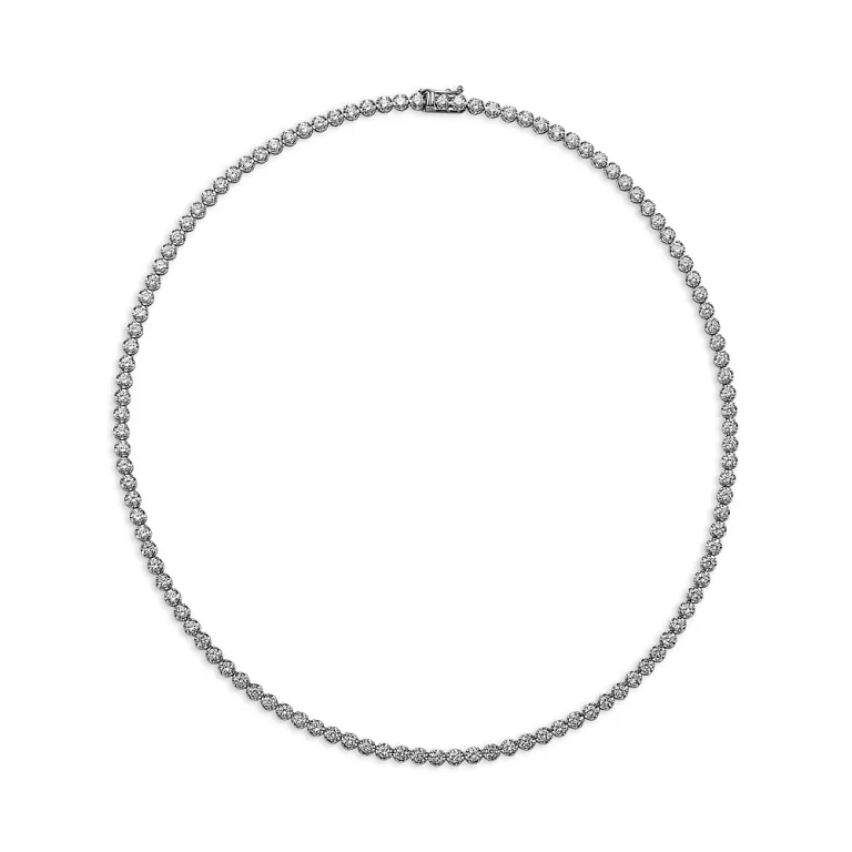 Certified Lab Grown Diamond Tennis Necklace in 14K White Gold, 7.0 tcw