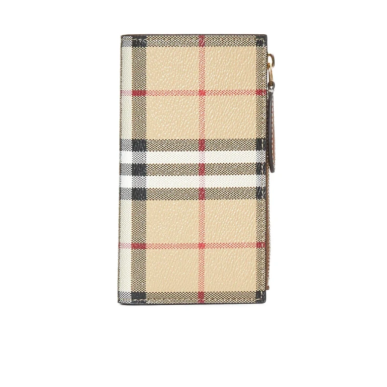 Burberry Check Pattern Zip-up Wallet