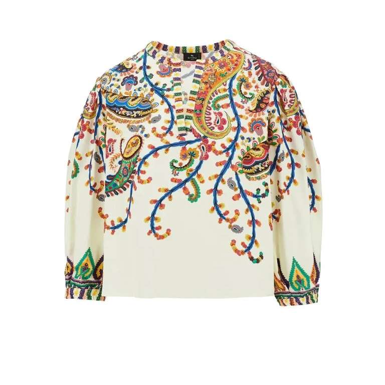 ETRO Multicoloured Paisley cotton blouse Woman 40