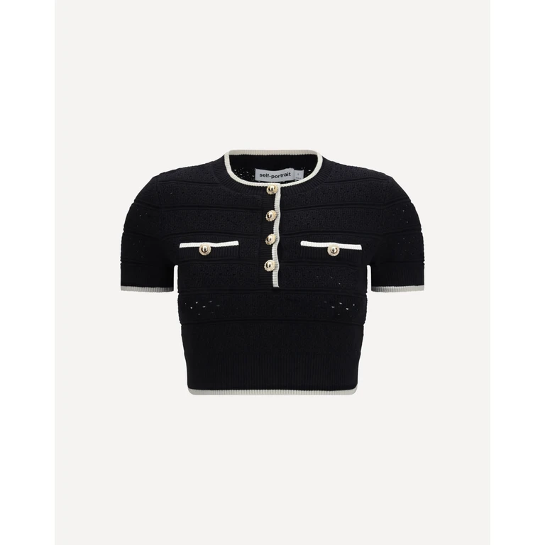 SELF-PORTRAIT Pointelle knit Top Female S