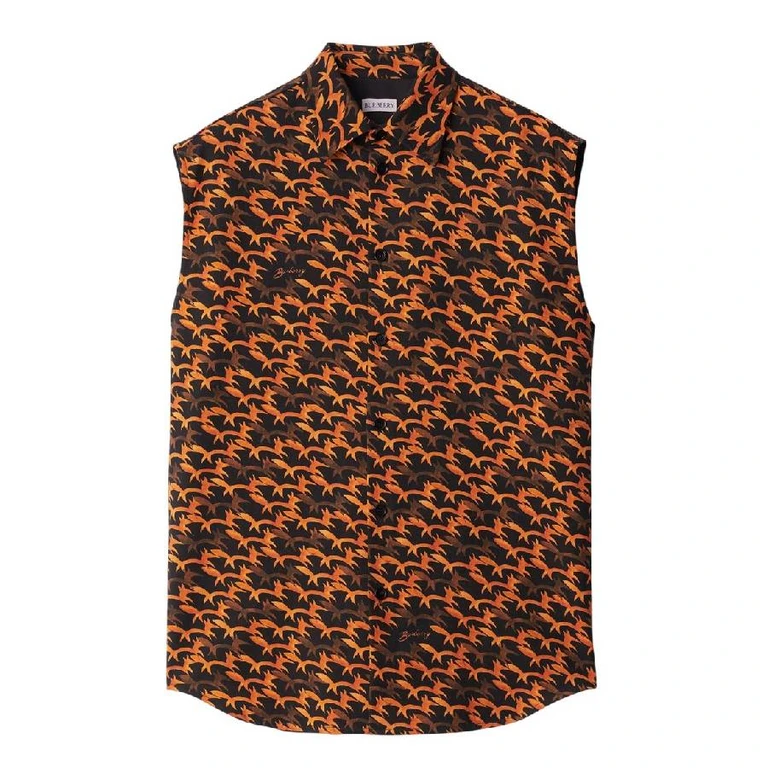 Abstract-Print Wool Sleeveless Shirt