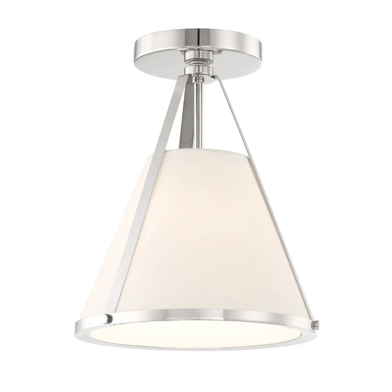 Polished Nickel One Light Semi Flush Mount from the Fulton Collection