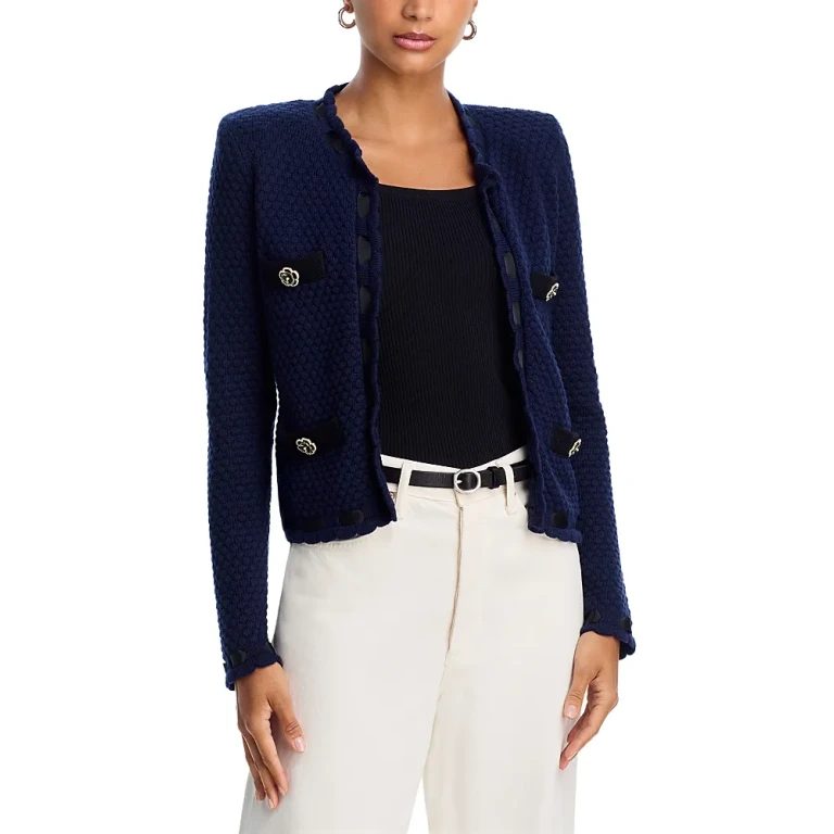 L'Agence Astor Contrast Trim Cardigan
