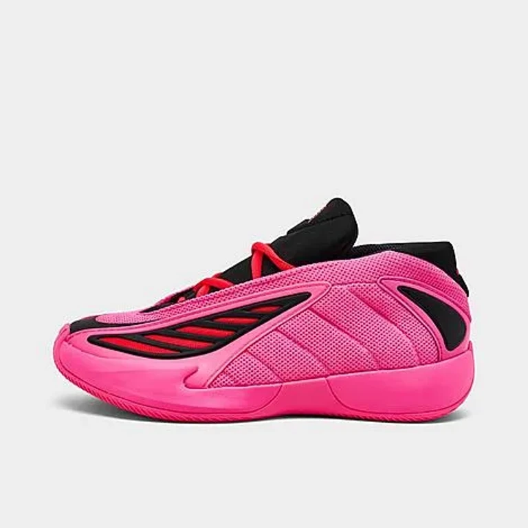 adidas Little Kids Anthony Edwards 2 Basketball Shoes in Lucid Pink/Black/Lucid Red Size: 1.0