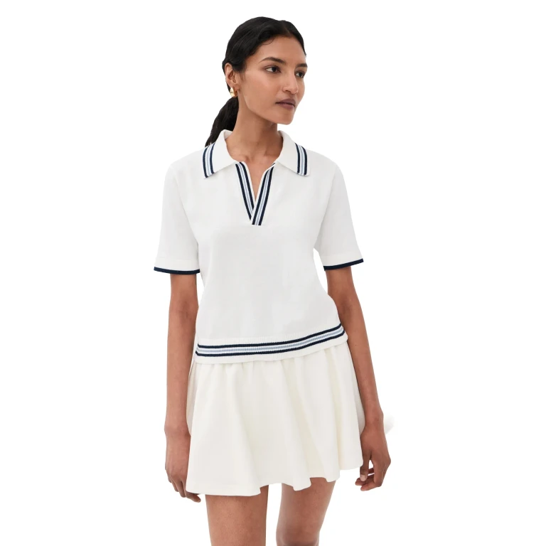 The Upside Archie Collared Knit Polo White XS