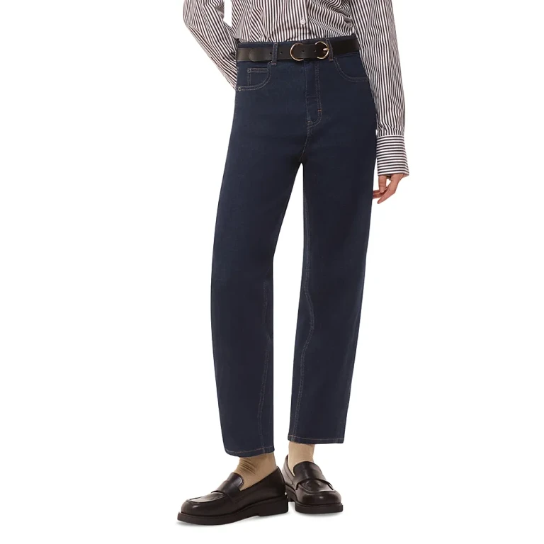 Whistles Stretch Barrel Leg Jeans in Dark Denim