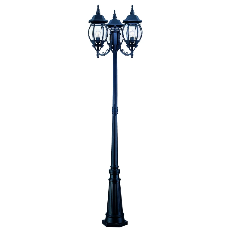 Matte Black Three Light Post Mount from the Chateau Collection