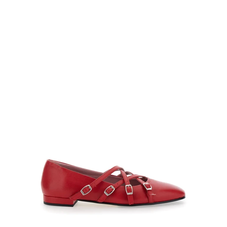 Carel eloise Red Ballet Shoes With Criss-crossed Adjustable Straps In Leather Woman
