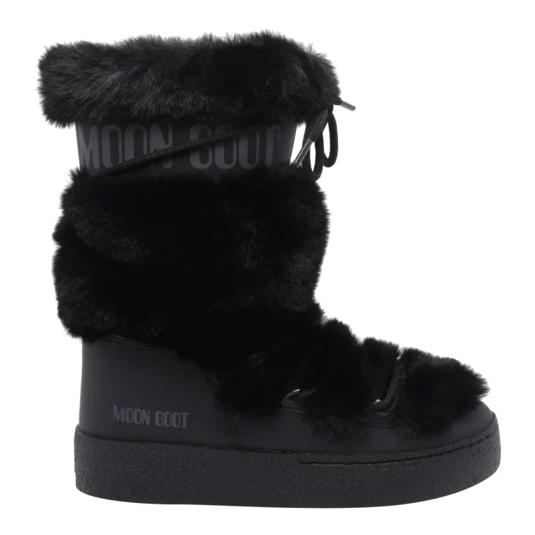 Botas Moon Boot Black Icone de piel sintética