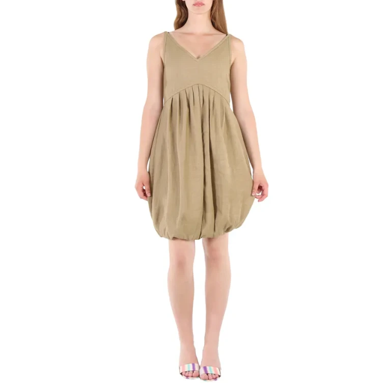 Burberry Honey Linen Blend Bubble Hem Dress