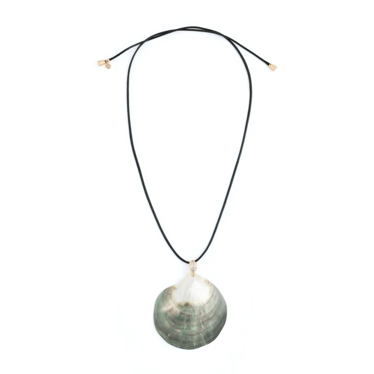 Ettika Statement Shell Cord Necklace Black One Size