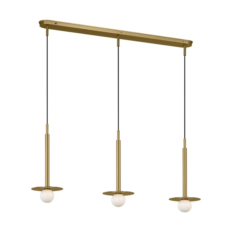 Burnished Brass Linear Pendant from the Nodes Collection