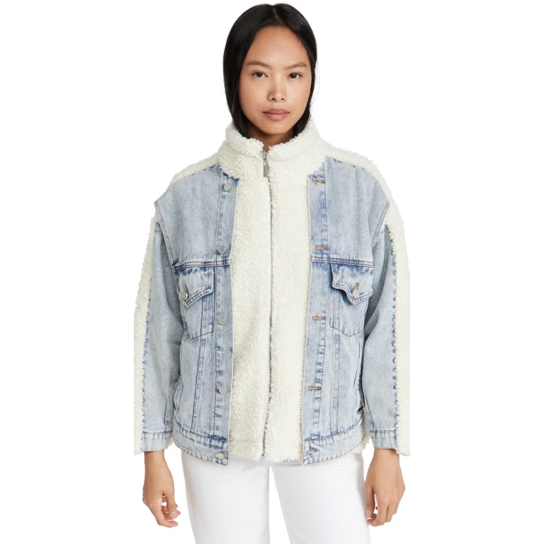 BLANKNYC Bear Hug Denim Sherpa Jacket Bear Hug L