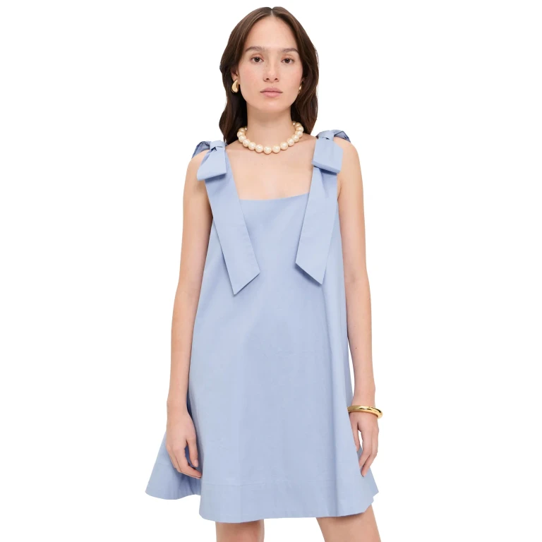 English Factory Bow Sleeveless Mini Dress Powder Blue M
