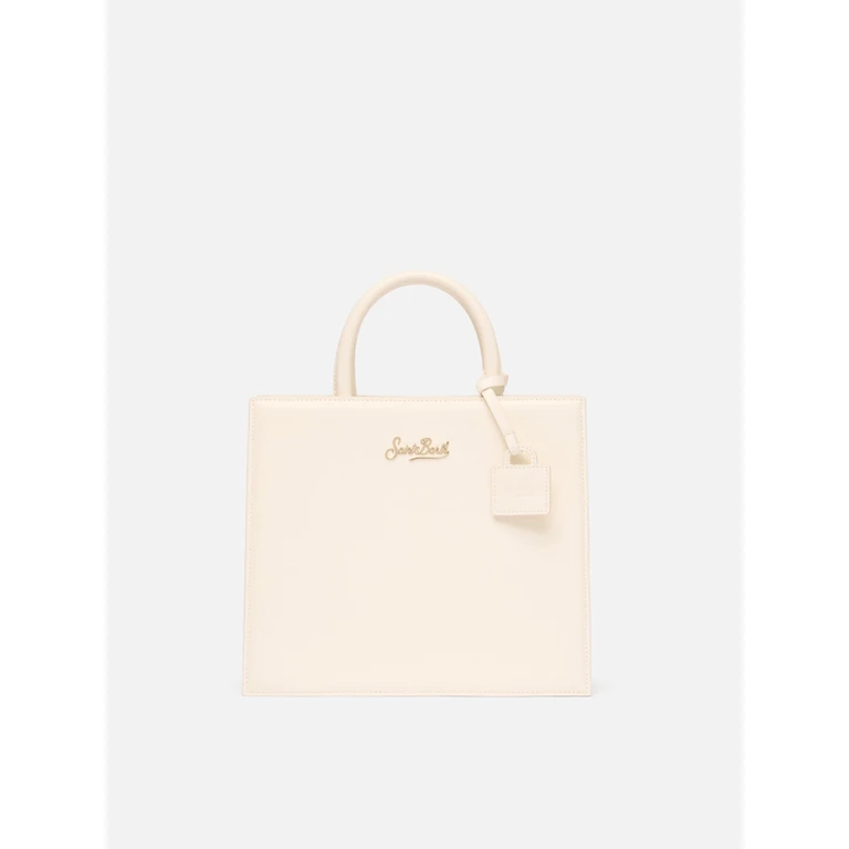 Mc2 Saint Barth Shop Bag Midi Off-White Leather - Unisex