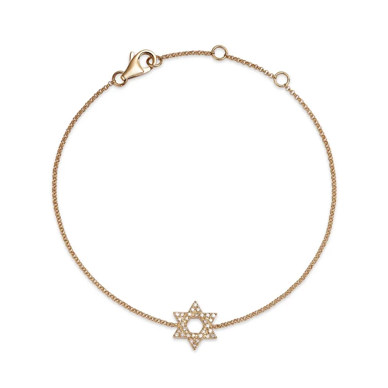 Diamond Star of David Chain Bracelet in 14K Gold, 0.14 tcw