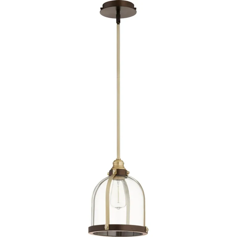 Quorum Transitional 10" Pendant Light in Aged Brass with Oiled Bronze
