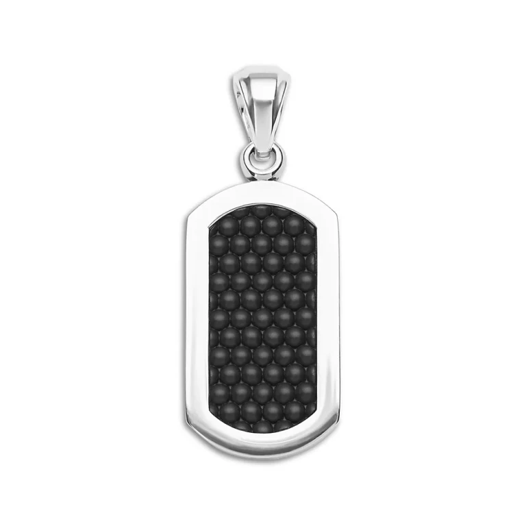 Lagos Men's Sterling Silver Anthem Black Ceramic Tag Amulet Pendant