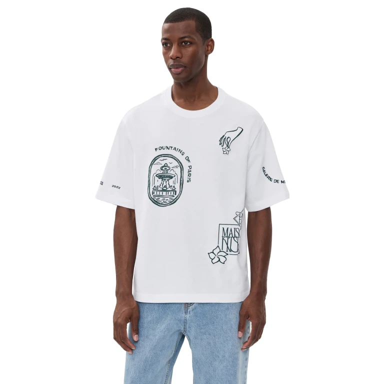Maison Kitsuné アールヌーボー スタンプ オーバーサイズ Tシャツ ホワイト S