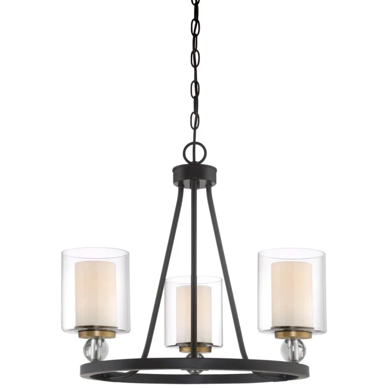 Studio 5 3-Light Transitional Chandelier in Painted Bronze with Natural Brush