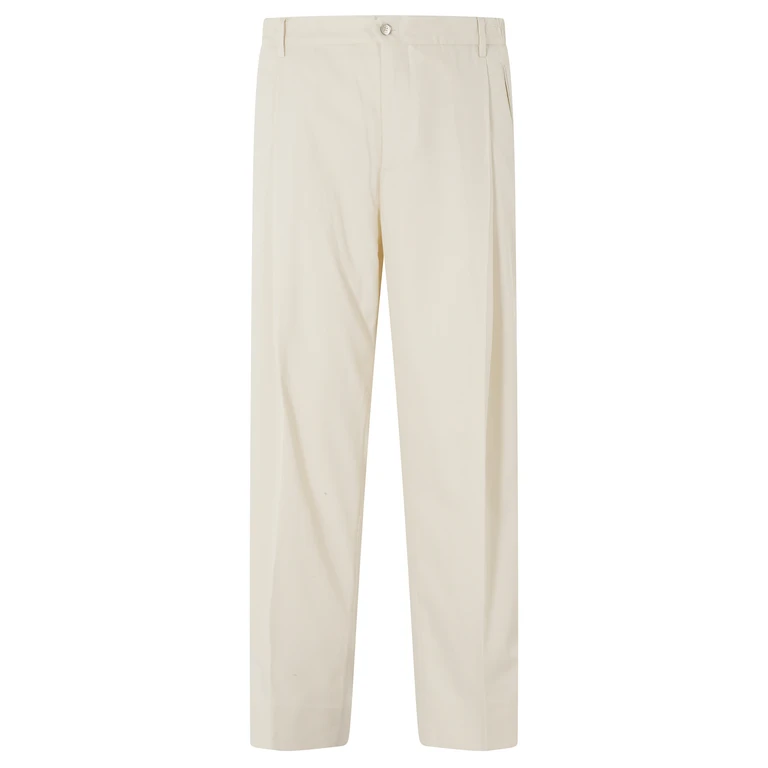 Briglia 1 Pinces Lungo Gamba Morbida Cotone White Pantaloni - Men