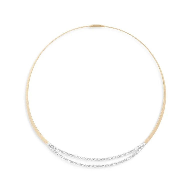 Marco Bicego 18K Yellow Gold Masai Diamond Double Row Bar Collar Necklace, 16.5