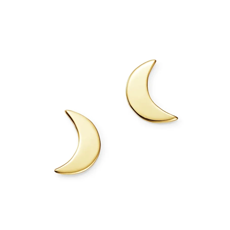 Small Moon Stud Earrings in 14K Yellow Gold - Exclusive