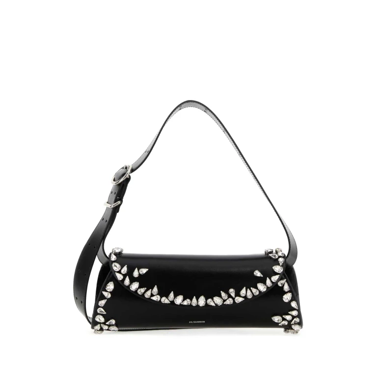 Jil Sander Black Leather Small Cannolo Crossbody Bag