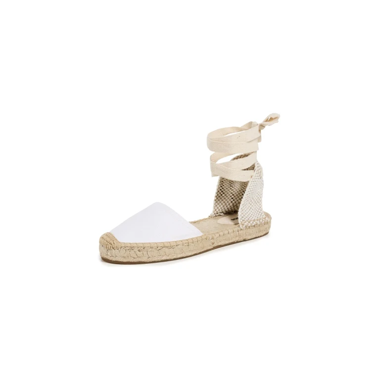 Soludos Lauren Lace-Up Espadrilles Oasis White 7-7.5