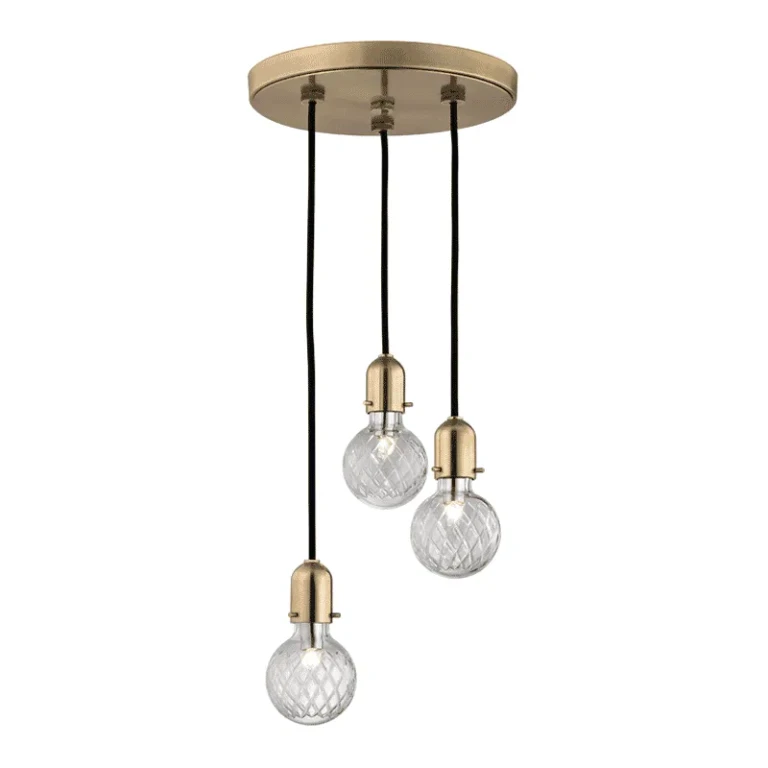 Marlow 3-Light 7" Pendant Light in Aged Brass