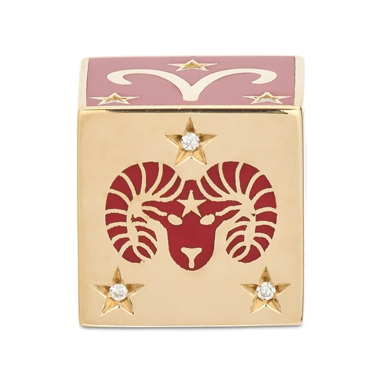 Adina Reyter 9K Aries Zodiac Diamond & Ceramic Block Big Bead
