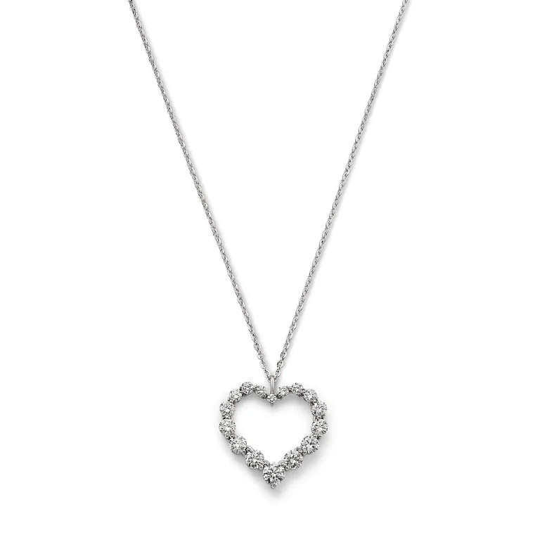 Certified Lab Grown Diamond Heart Pendant Necklace in 14K White Gold, 2.0 tcw