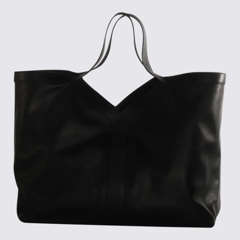 Black Leather Y Maxi Top Handle Bag